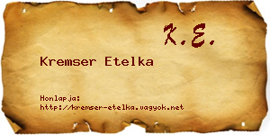 Kremser Etelka névjegykártya